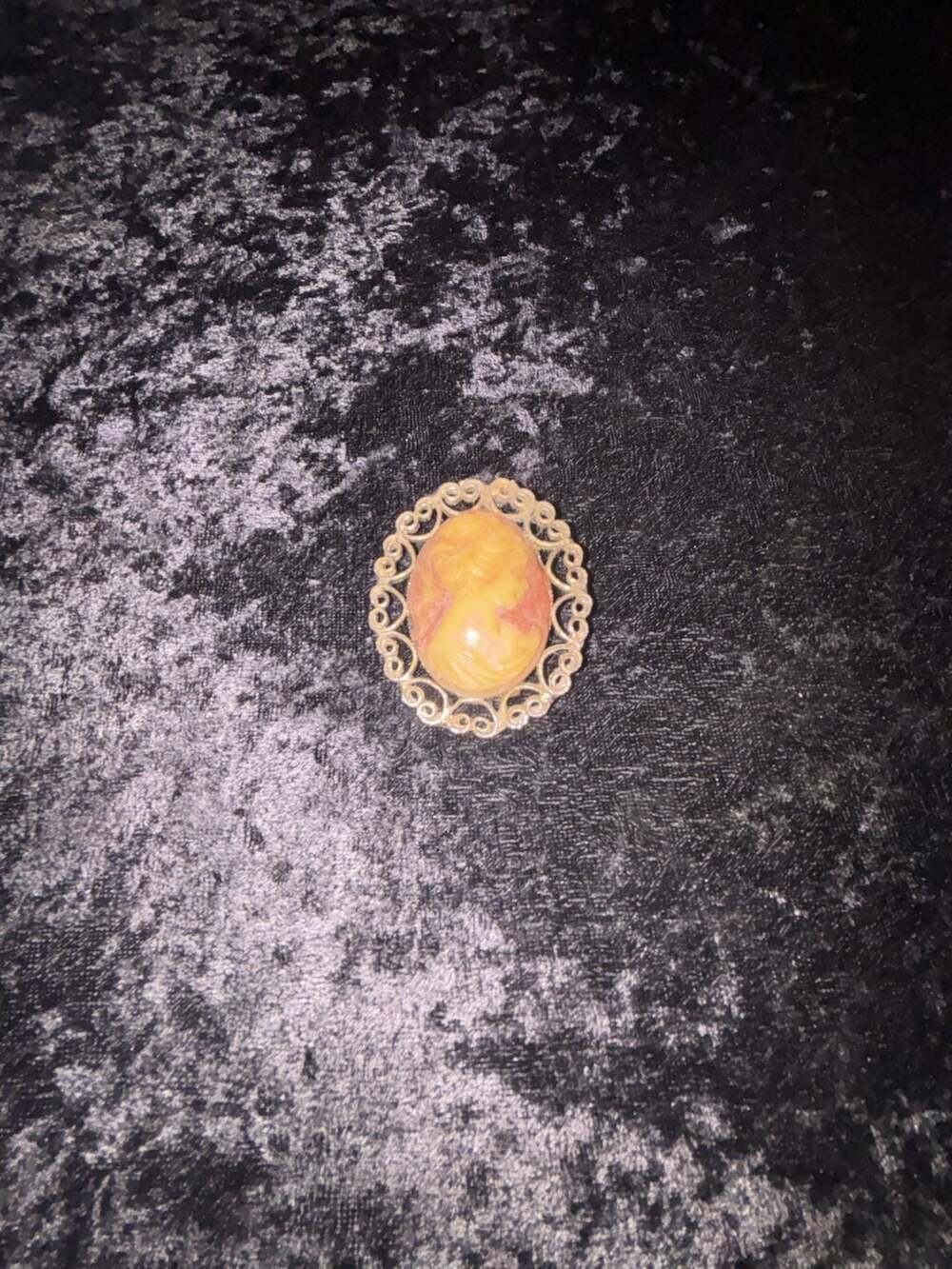 Vintage Filigree Frame Cameo Brooch Pendant